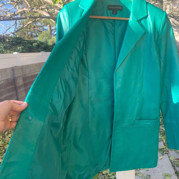 Bagatelle green genuine leather blazer/jacket one button size S - Picture 5 of 16